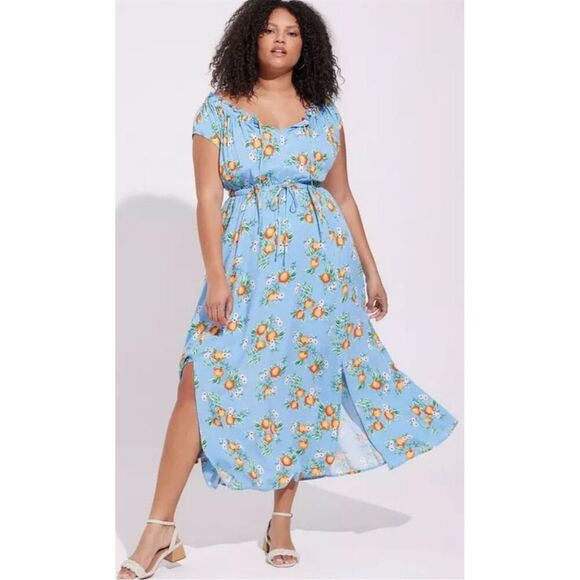 Torrid 3 Plus Size Floral Maxi Textured Woven Double Slit Dress‎ 3x 22 24 - Picture 1 of 9